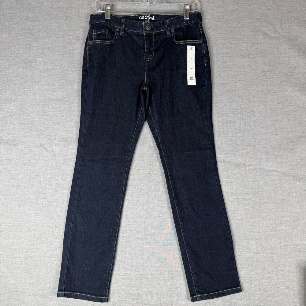 Cat & Jack Girls Skinny‎ Jeans  Size 12P Dark Wash Denim